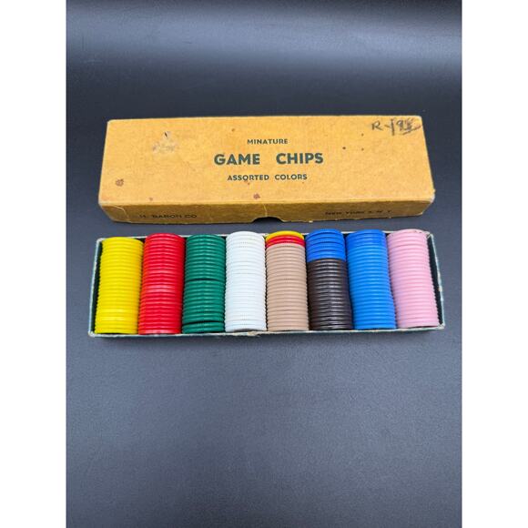 H. Baron, Co Other - Vintage 200 Poker Game Chips Bakelite Clay Composite Chips Boxed Set 7/8 inch
